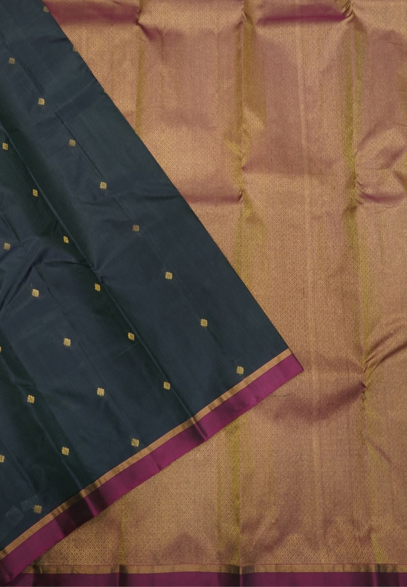 Pure Kanchipuram Silk Saree-Mallard Blue with Small Border
