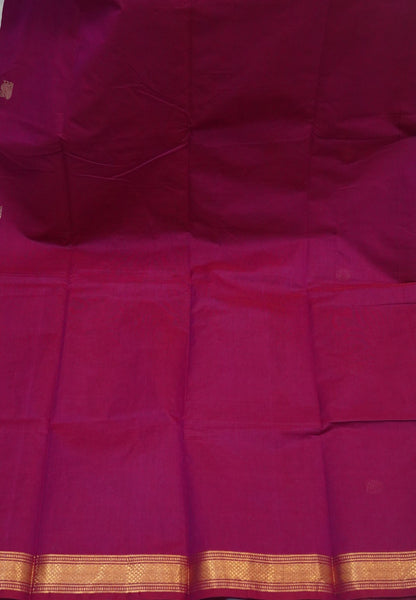 Chettinad Cotton Saree-Magenta With Diamond Jaal Zari Border