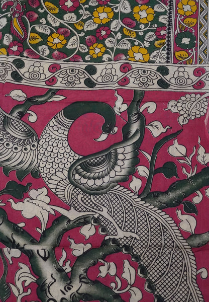 Kalamkari Cotton Saree - Sage Green