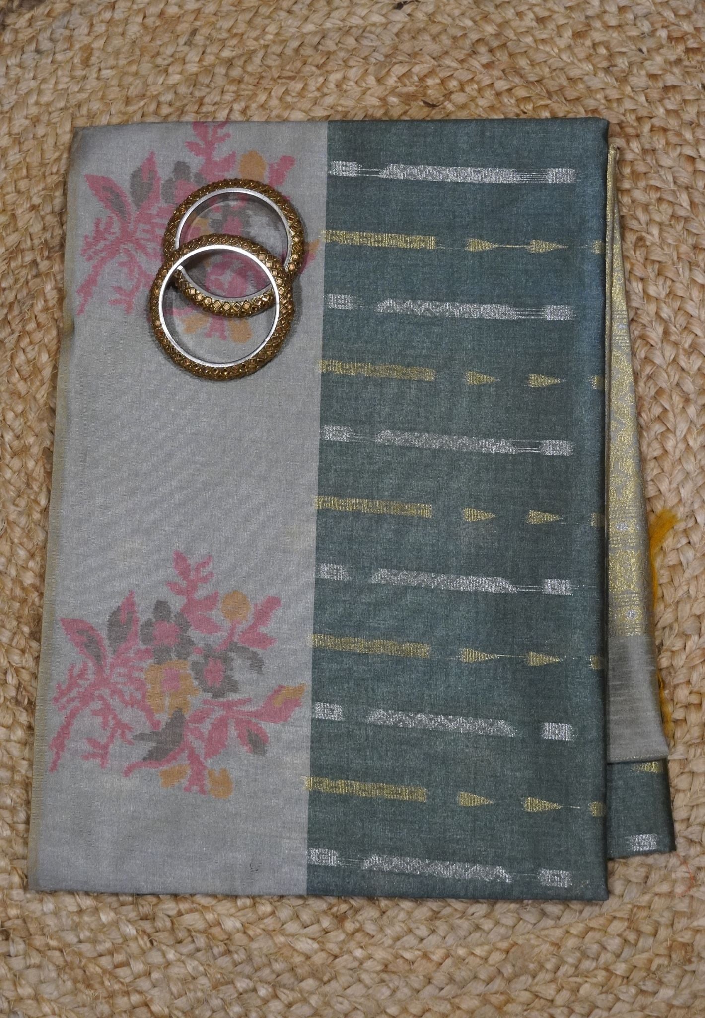 Semi Tussar Saree - Green