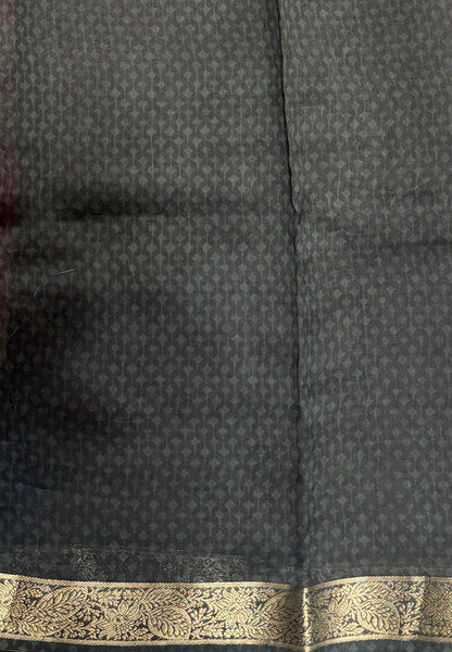 Chanderi Saree-Dark Magenta in Traditional Bird Motif Border
