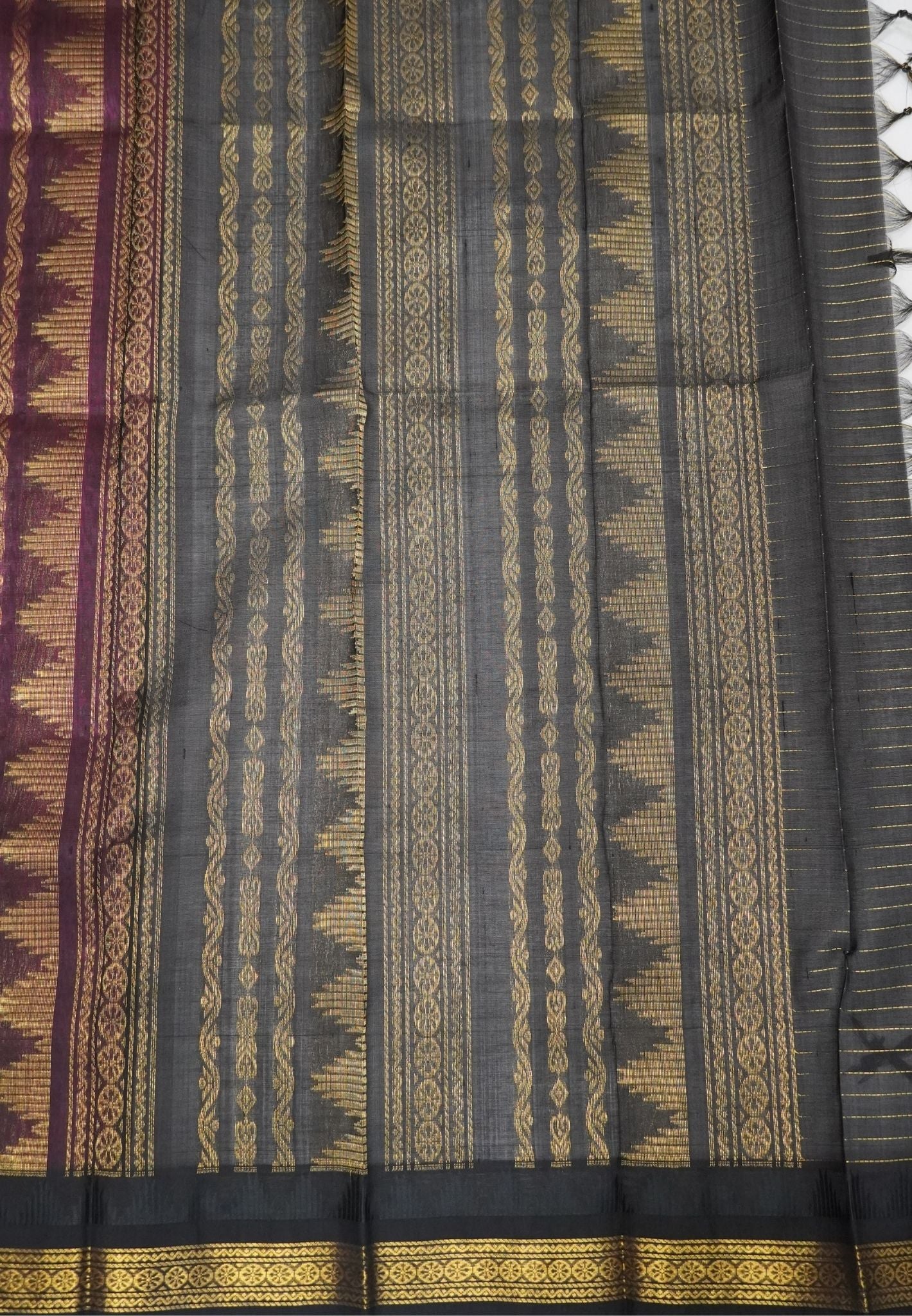 Pure Silk Cotton Saree-Baby Pink in Golden Zari Checks with Contrast Border