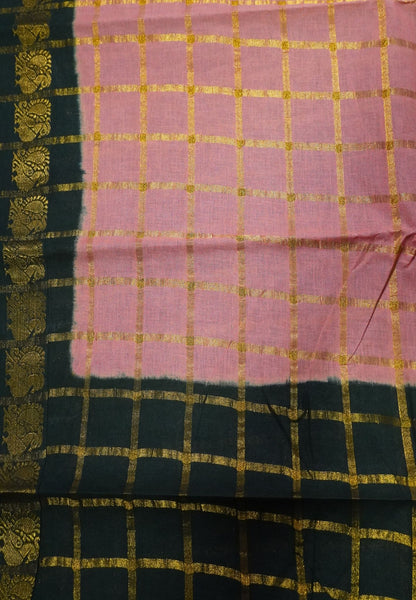 Sungudi Cotton- Checks Peach Pink