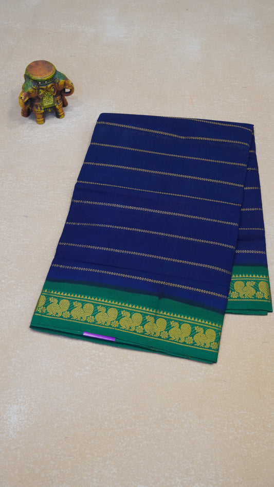 Sungudi Cotton Saree Checks Veldhari-Blue