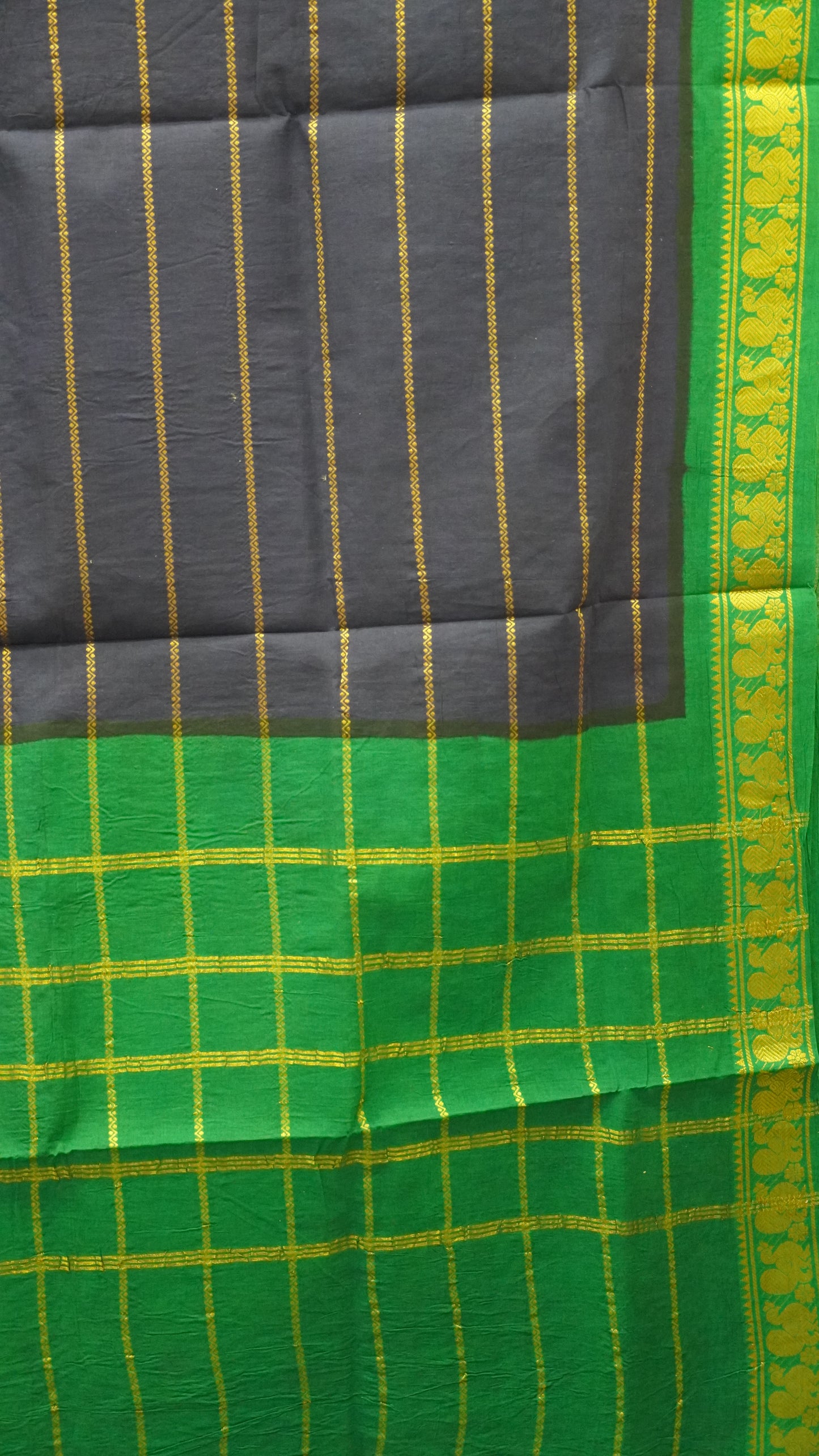Sungudi Cotton Saree Checks Veldhari-Blue