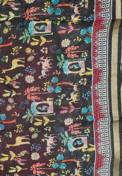 Malai Cotton Saree - Dark Pink