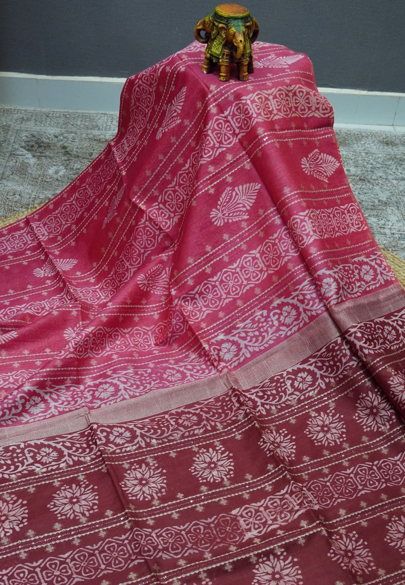 Bhagalpur Cotton Saree-Dark Pink