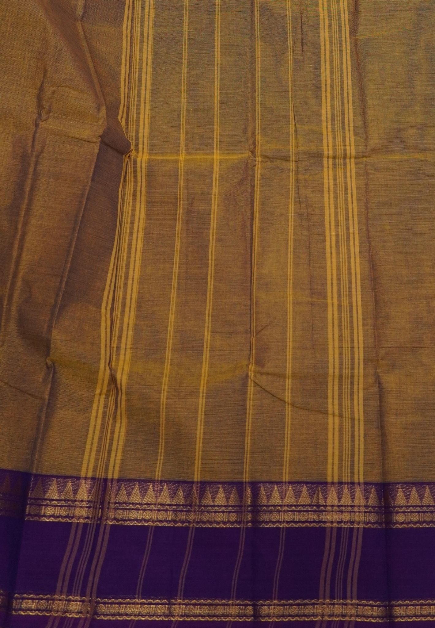 Chettinadu Cotton Saree-Mustard with Contrast Gap Border