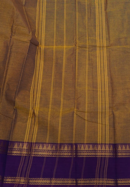 Chettinadu Cotton Saree-Mustard with Contrast Gap Border