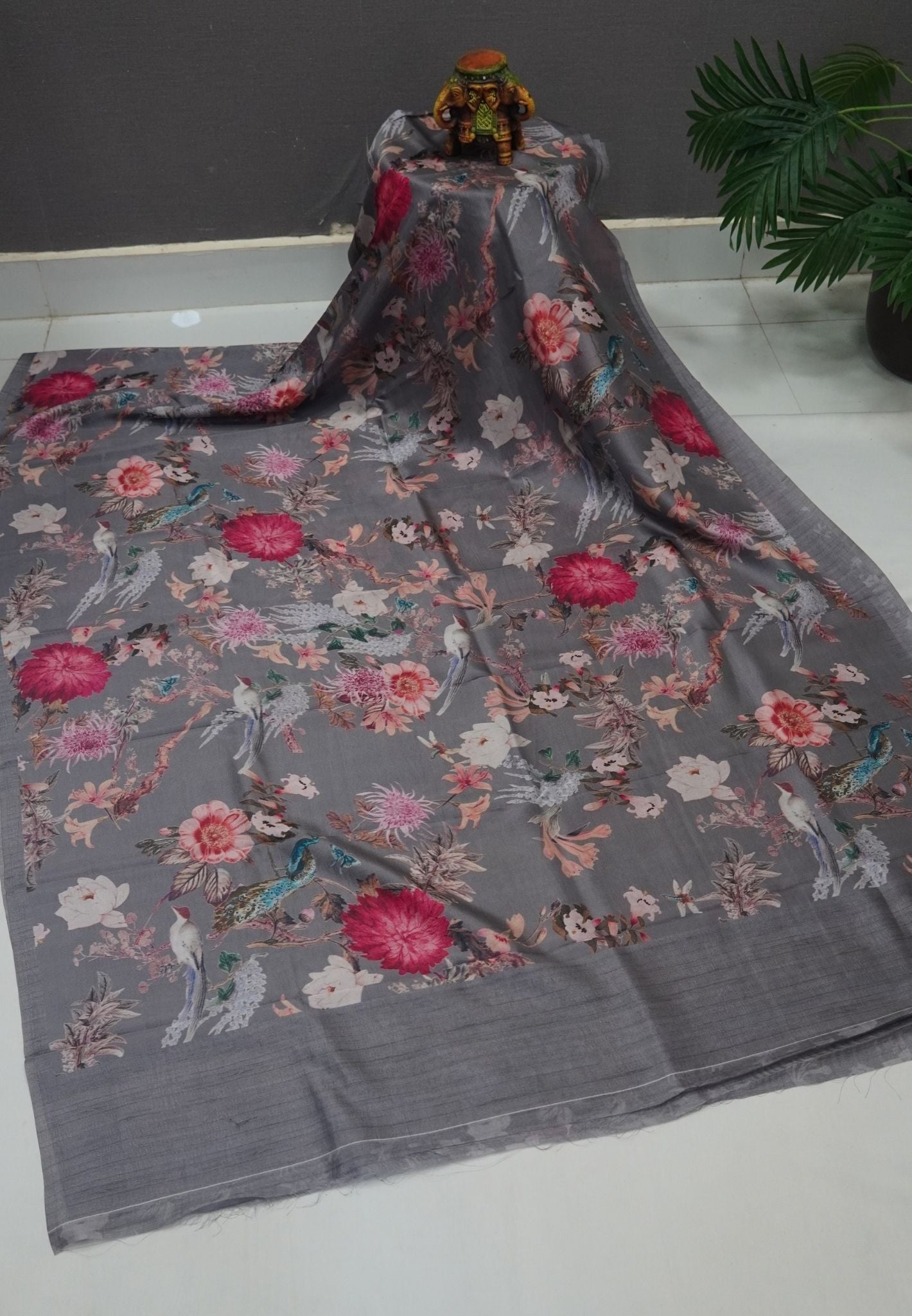 Premium Silk Saree-Grey
