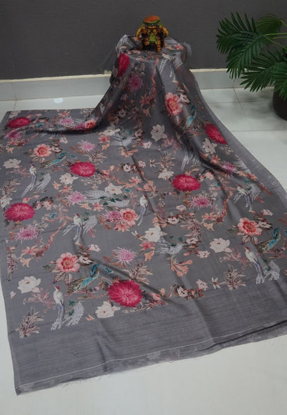 Premium Silk Saree-Grey