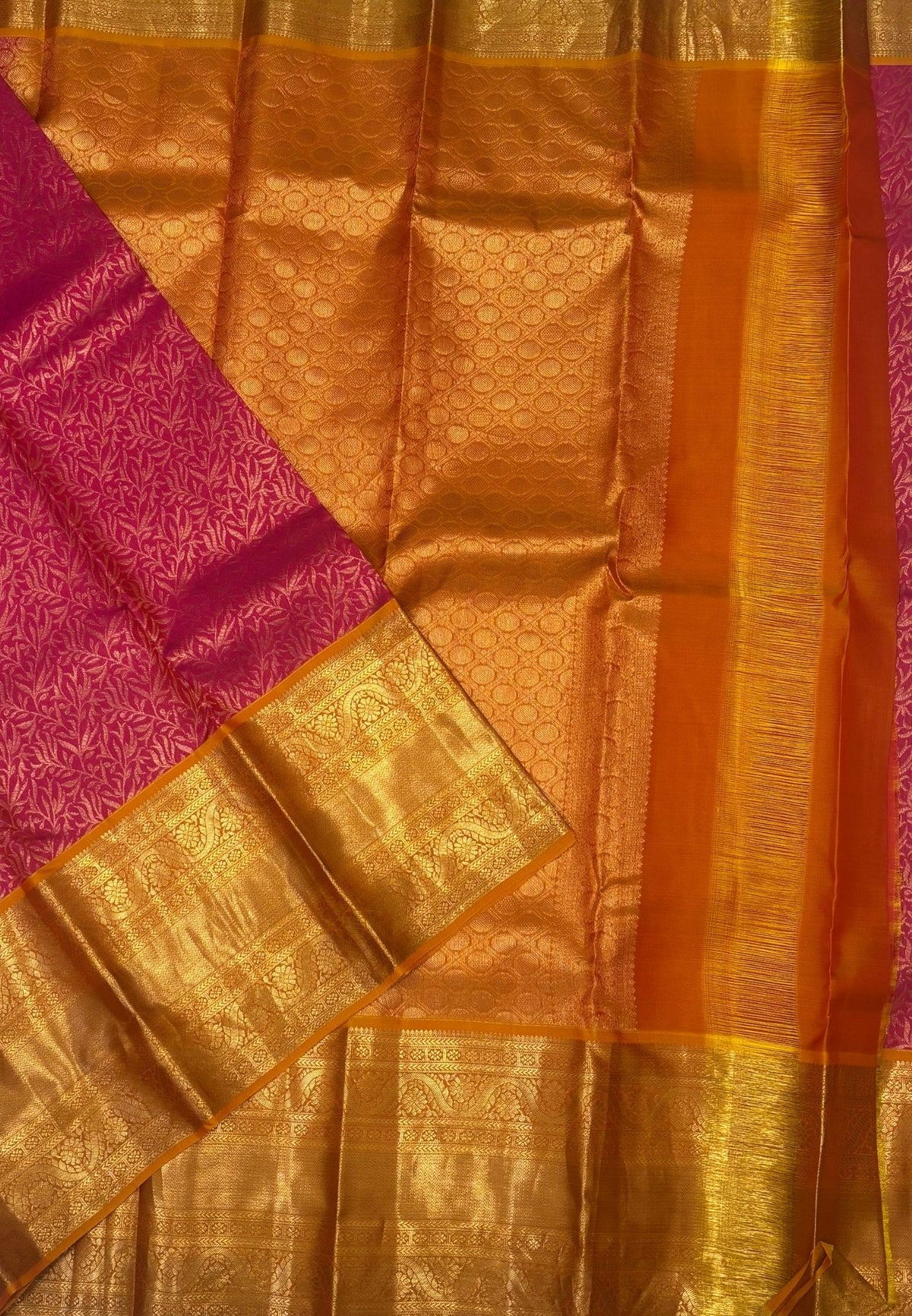 Pure Kanchipuram Silk Saree-Pink with Contrast Border