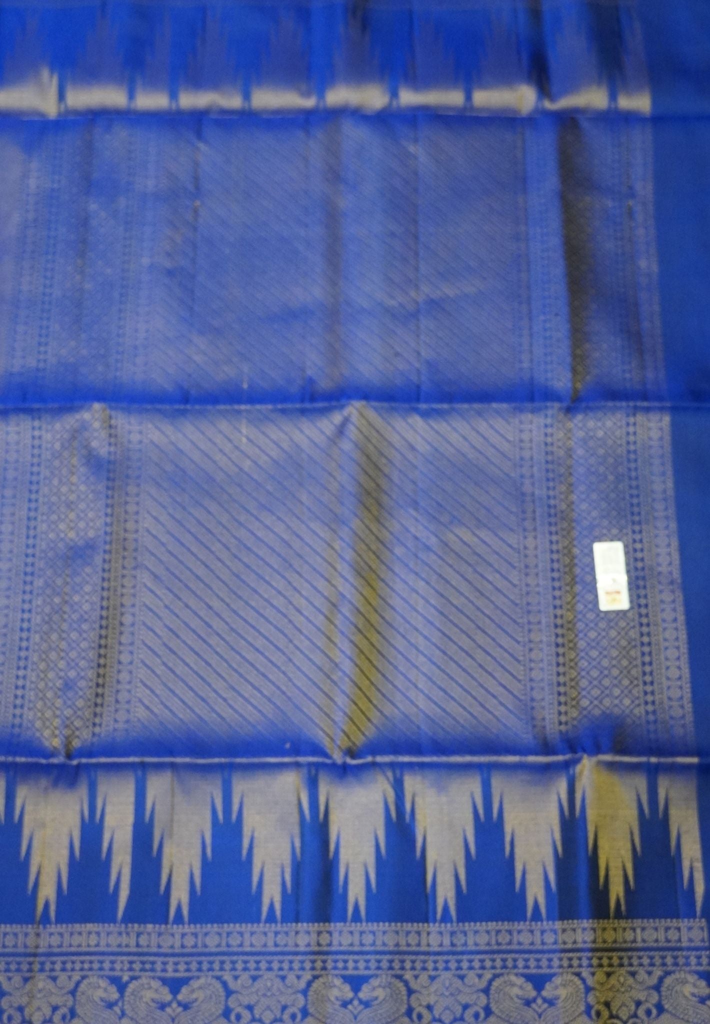 Pure Soft Silk Saree-Ink Blue Brocade Weaving with Temple Border