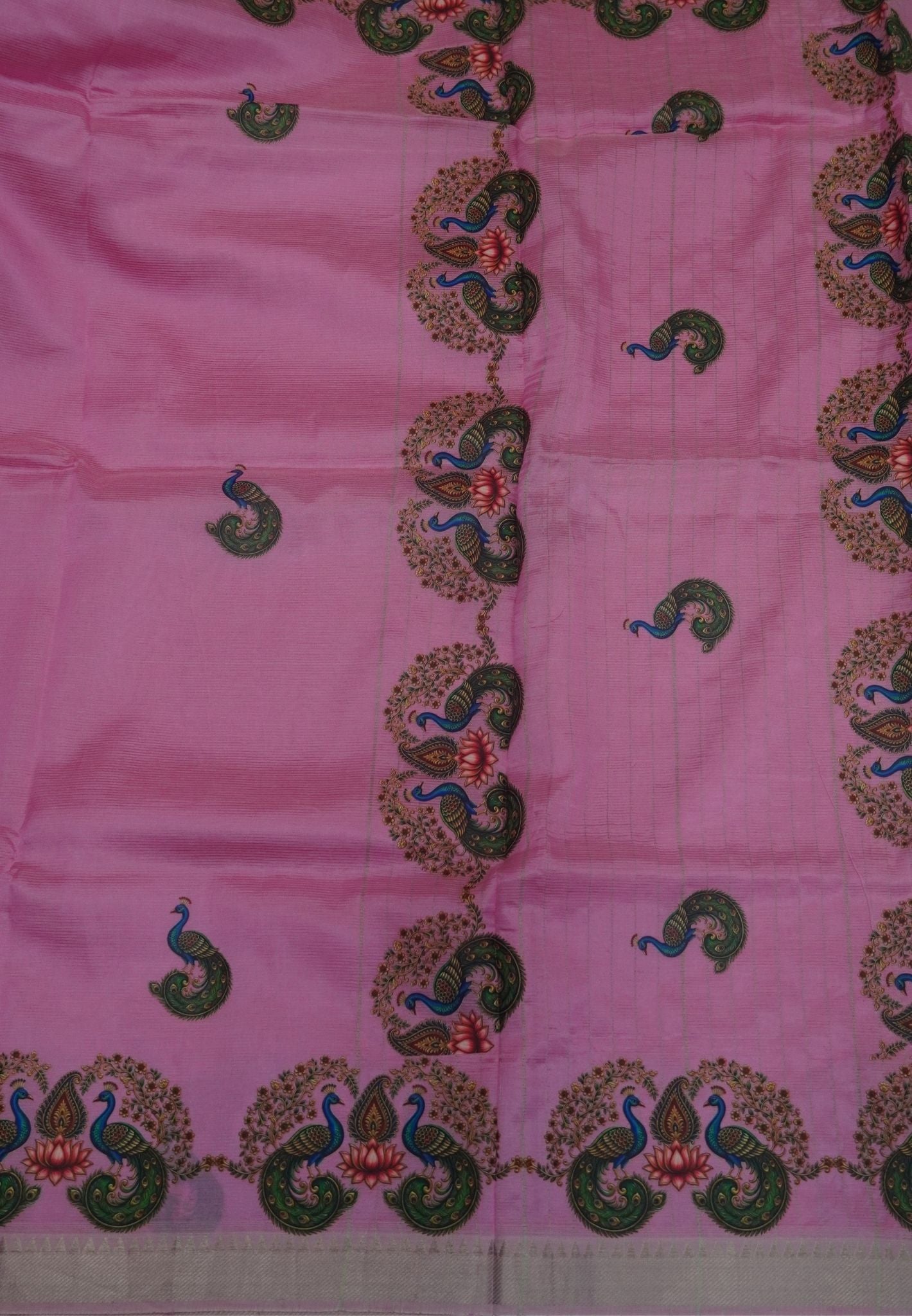 Pure Mangalgiri Silk Saree-Baby Purple with Tanjore Print