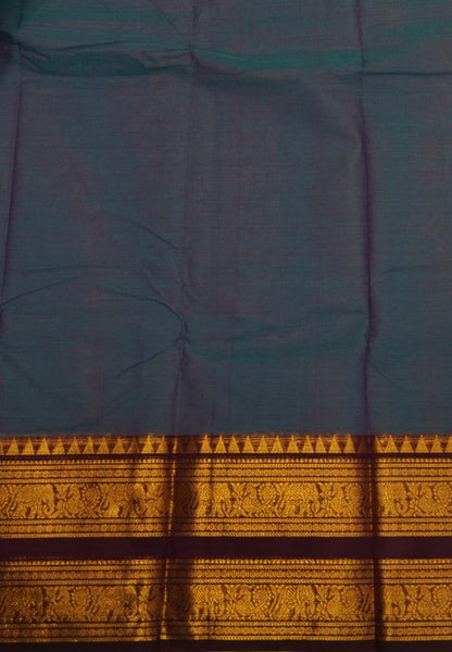 Chettinadu Cotton Saree-Blue with Elephant Big Border
