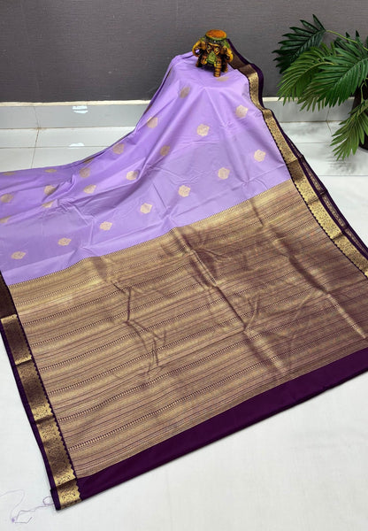 Budget Kanchipuram Saree-Lavender with Contrast Border