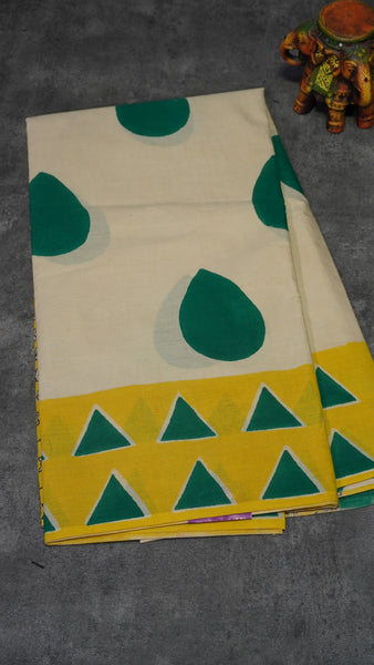Mul Mul Cotton Saree Beige