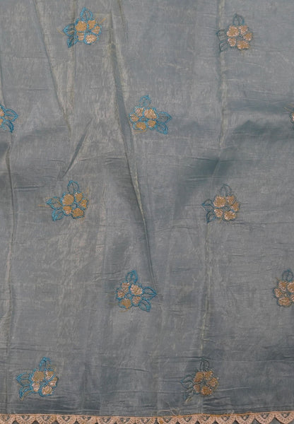 Paper Work Saree - Blue
