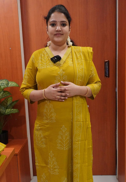 3 Pcs Set Kurti - Lime Green