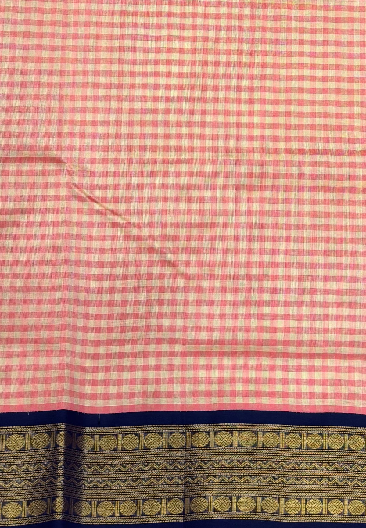 Pure Silk Cotton Saree-Peach In Kalyani Zari With Contrast Border