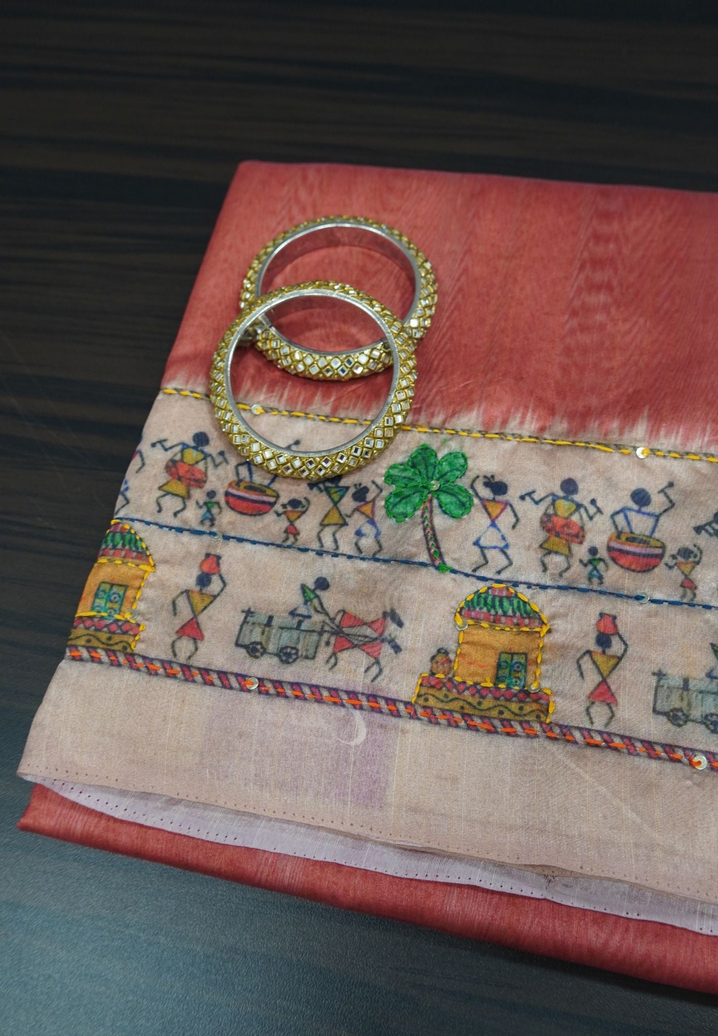 Semi Tussar Saree - Orange