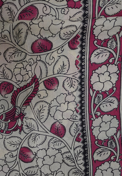 Kalamkari Cotton Saree - Sage Green