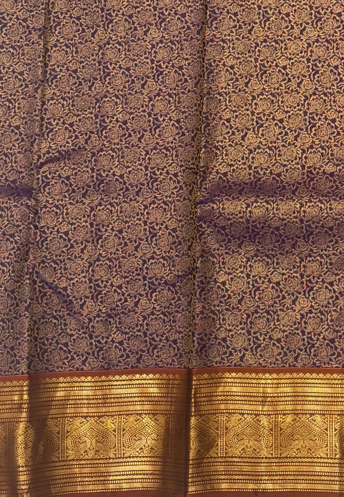 Pure Kanchipuram Silk Saree-Purple with Contrast Border