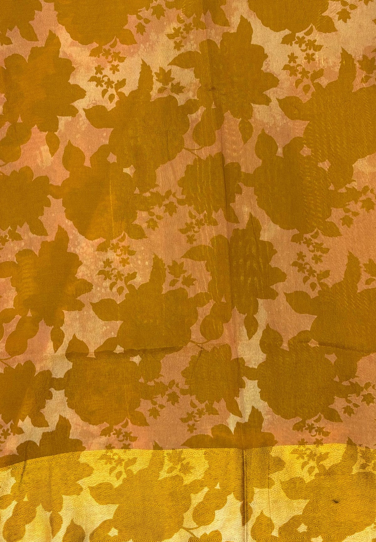 Soft Kora Tissue Saree-Mustard in Floral Jaal Zari Border