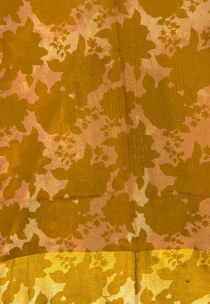 Soft Kora Tissue Saree-Mustard in Floral Jaal Zari Border