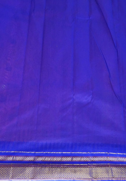 Pure Kanchipuram Silk Saree-Mango Yellow with Contrast Blue Border