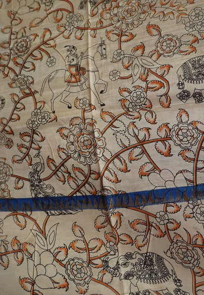 Kalamkari Silk Saree - Blue