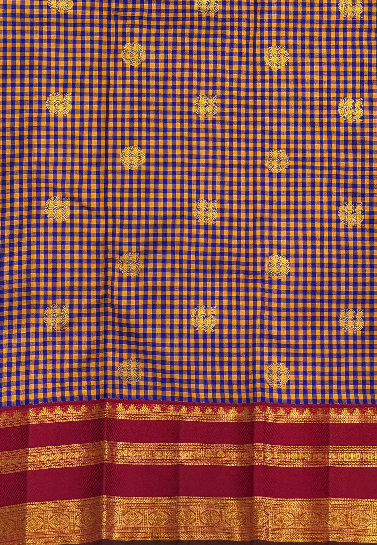 Pure Kanchipuram Silk Saree-Palum Pazhamum In Intricate Floral Motif with Contrast Border