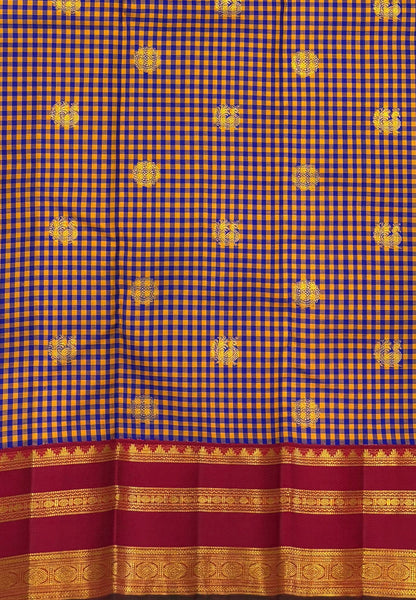 Pure Kanchipuram Silk Saree-Palum Pazhamum In Intricate Floral Motif with Contrast Border