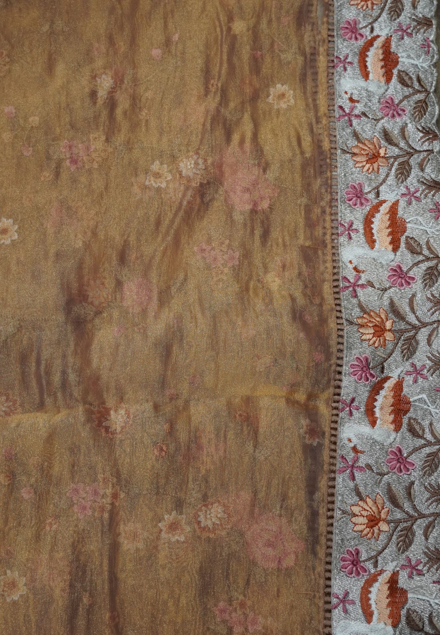 Crush Tissue Saree - Full Embryoid Honey