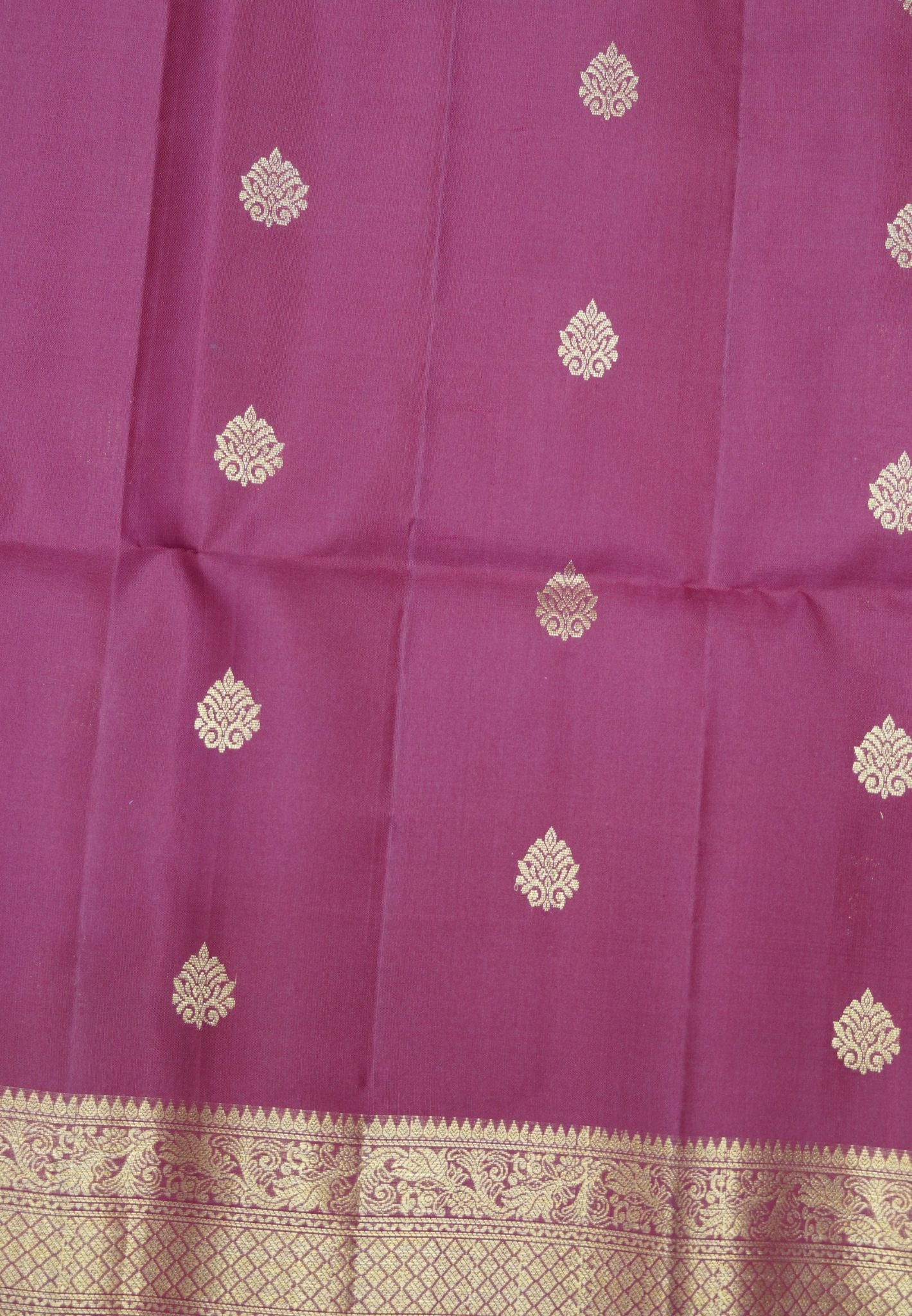 Pure Soft Silk Saree – Maroon with Floral Brocade Border