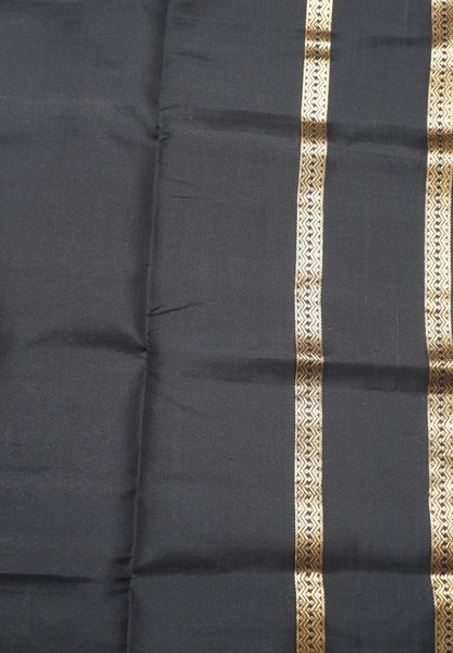 Pure Soft Silk Saree - Sandal - Black