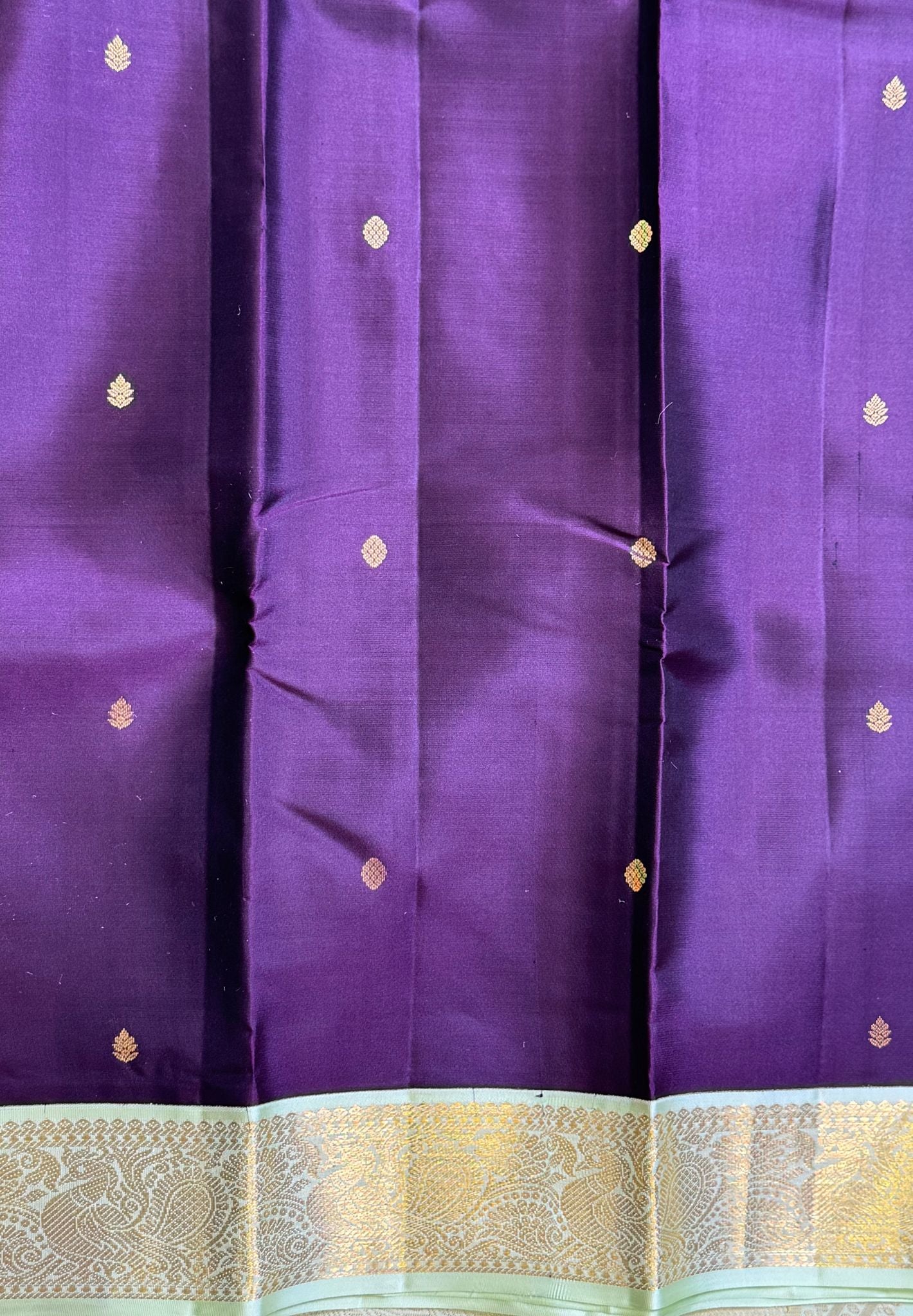 Pure Silk Saree - Wine - Pista Green