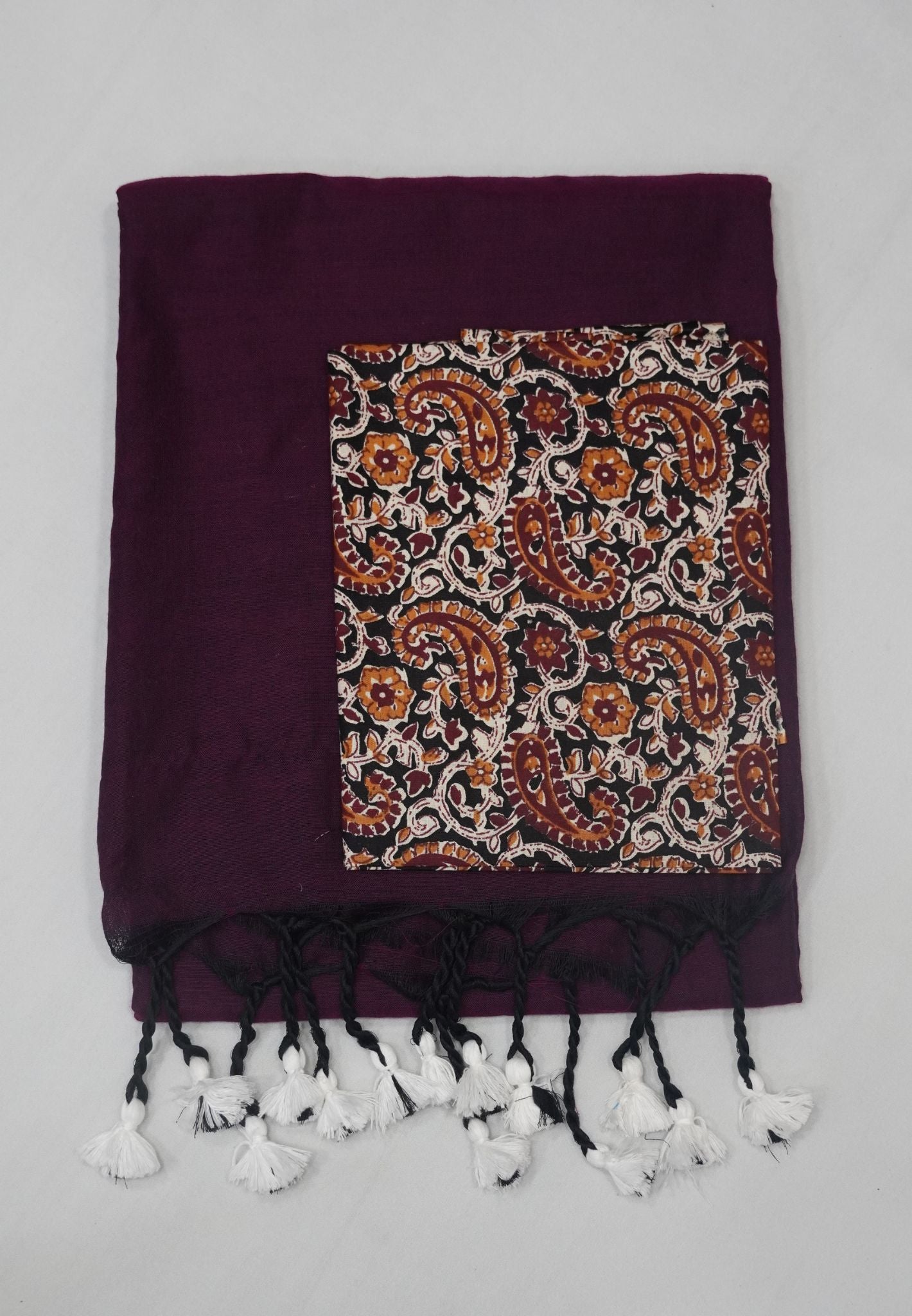 Khadi Cotton Saree - Wine