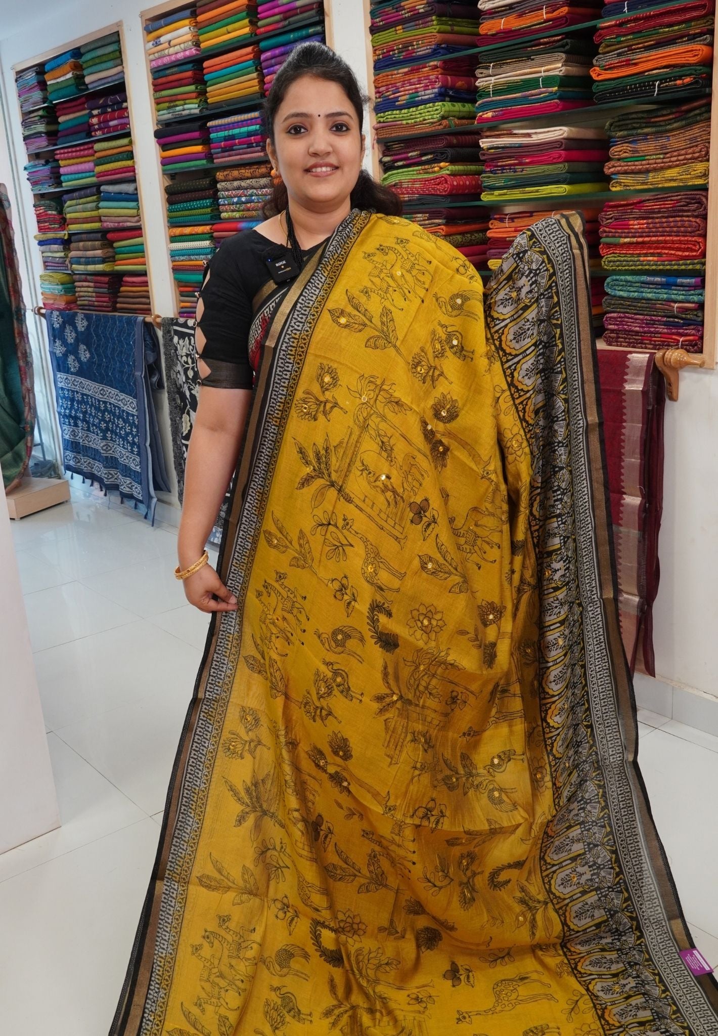 Malai Cotton Saree - Mustard