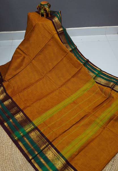 Chettinadu Cotton Saree-Mustard