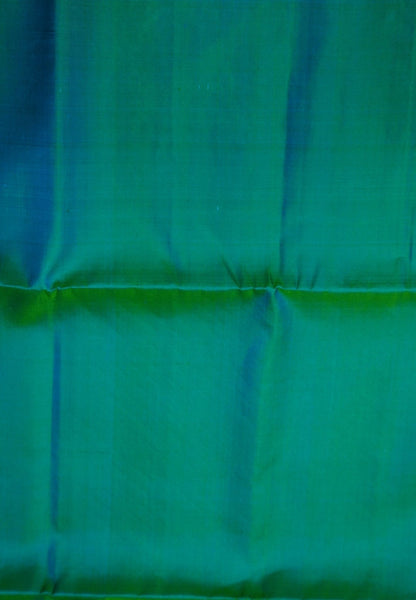 Pure Soft Silk Saree-Teal Green Brocade Weaving with Temple Border