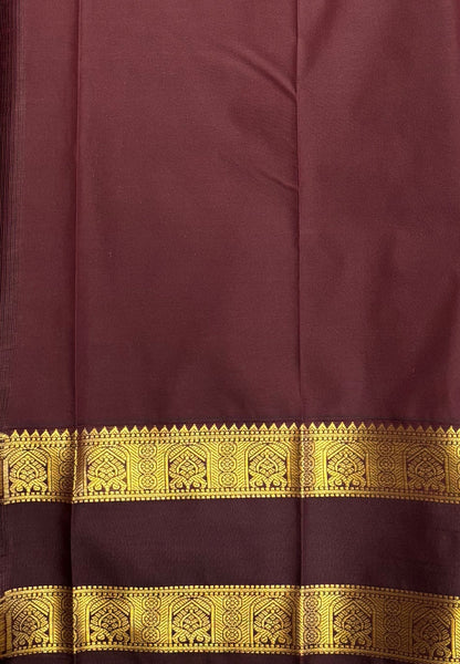 Budget Kanchipuram Saree-Brick Red with Contrast Border