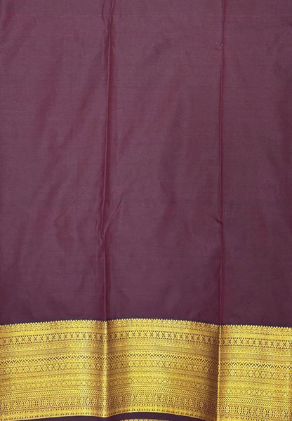 Budget Kanchipuram Saree-Arakku In Floral Zari Panel With Contrast Border