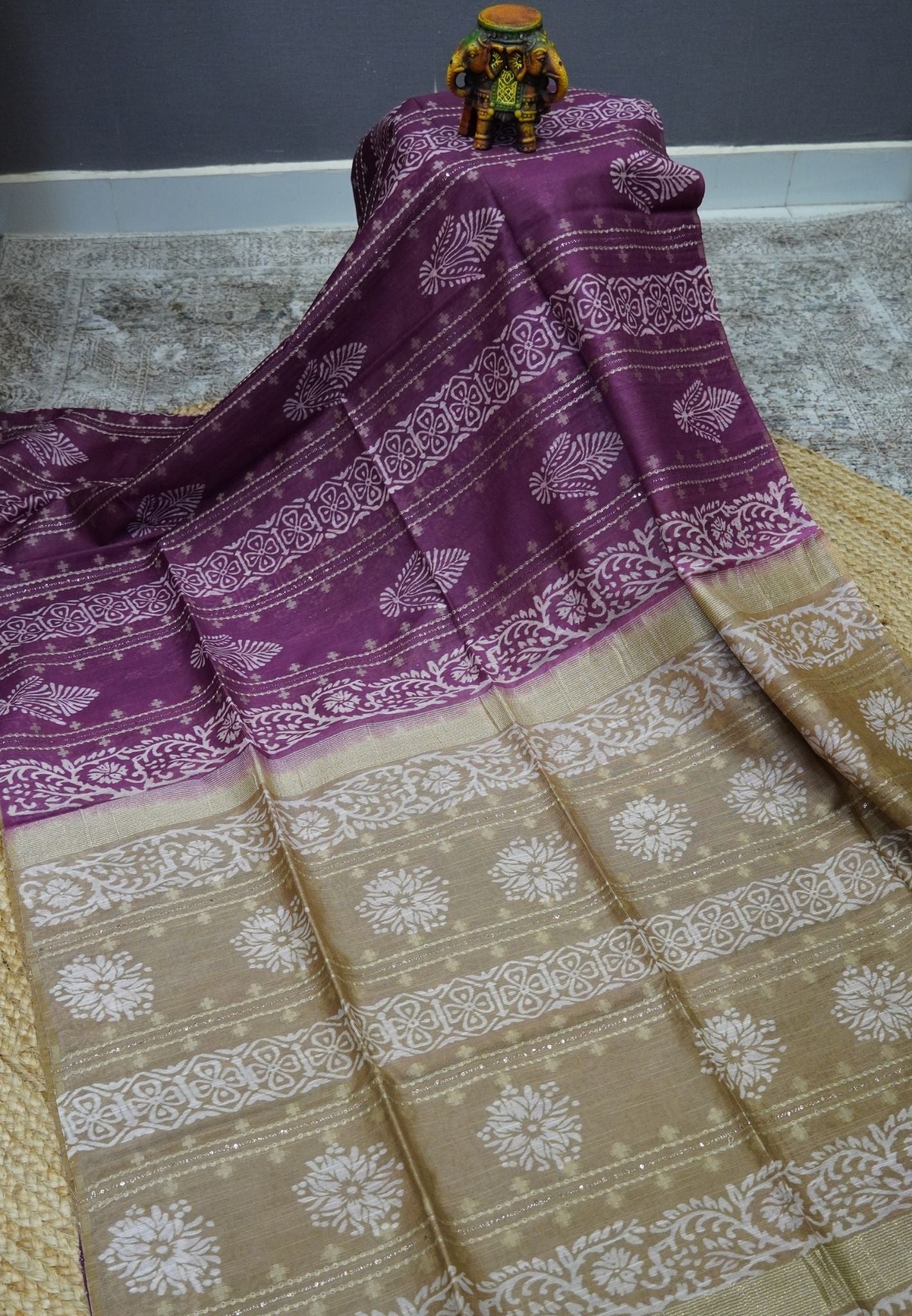 Bhagalpur Cotton Saree-Purple