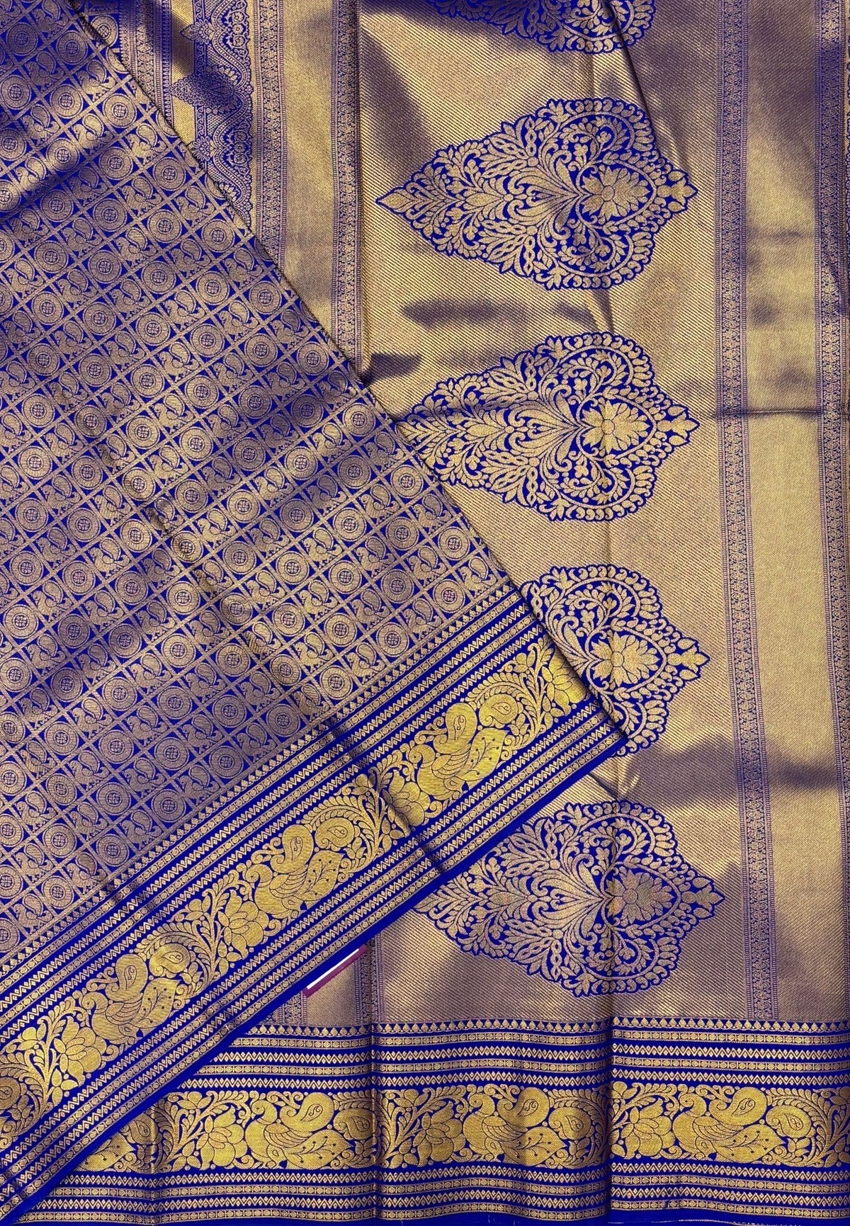 Budget Kanchipuram Saree-Violet In Floral Zari Panel Border