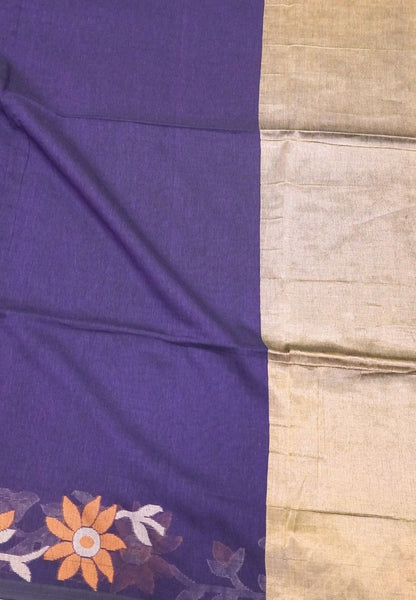 Handloom Cotton Saree- Purple Jamdhani Border