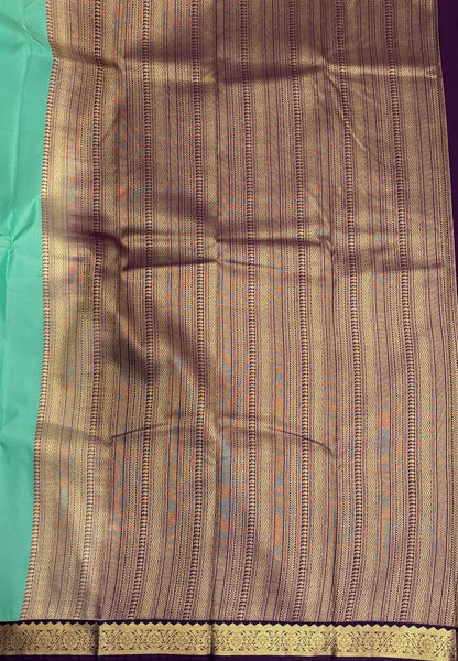 Budget Kanchipuram Saree-Teal Green with Contrast Border