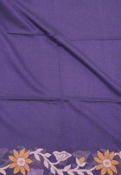 Handloom Cotton Saree- Purple Jamdhani Border