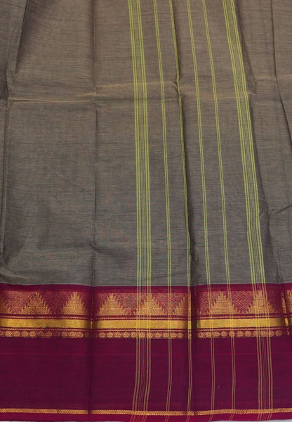 Chettinadu Cotton Saree-Bronze Beige with Contrast Gap Border