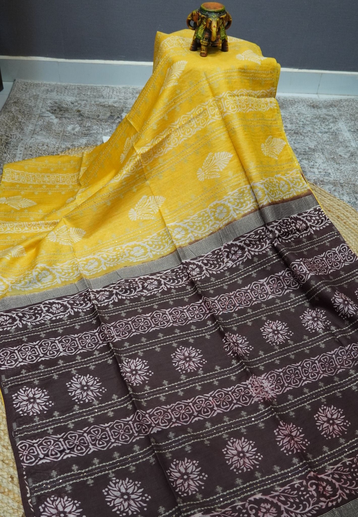 Bhagalpur Cotton Saree-Yellow
